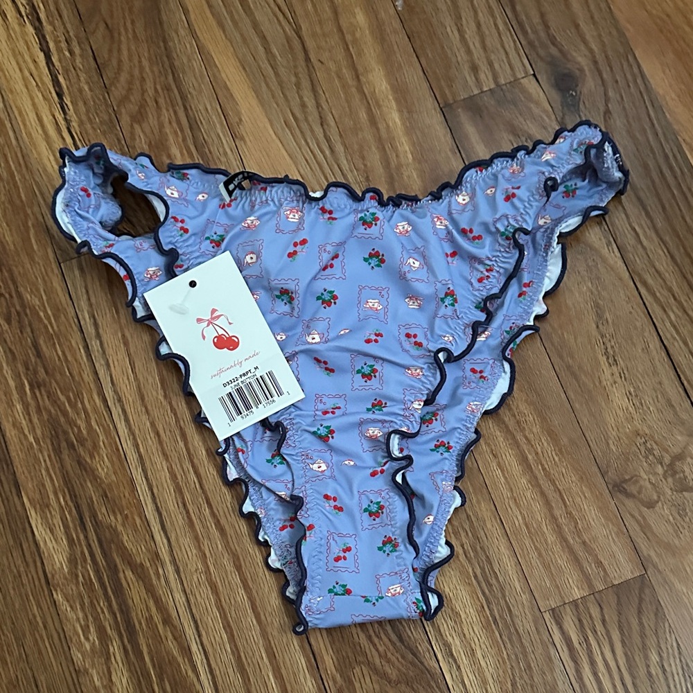 Cherry Print Ruffled cheeky swim bottom